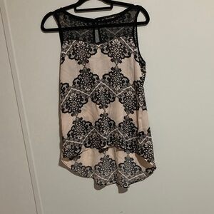 HeartSoul Cream and Black Patterned Blouse